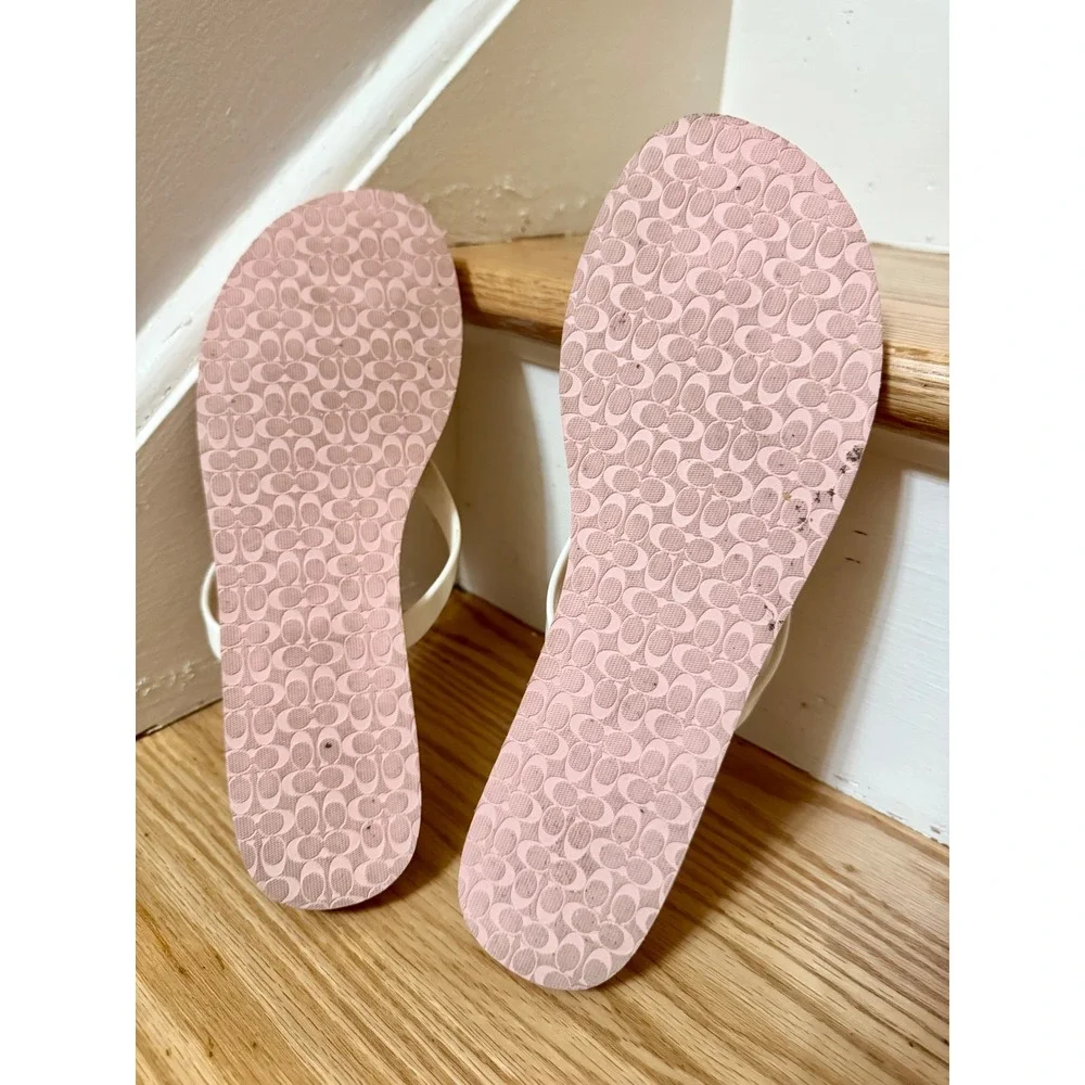 Coach Pink Signature Logo Floral Flip Flop Sandals Women's Size 8